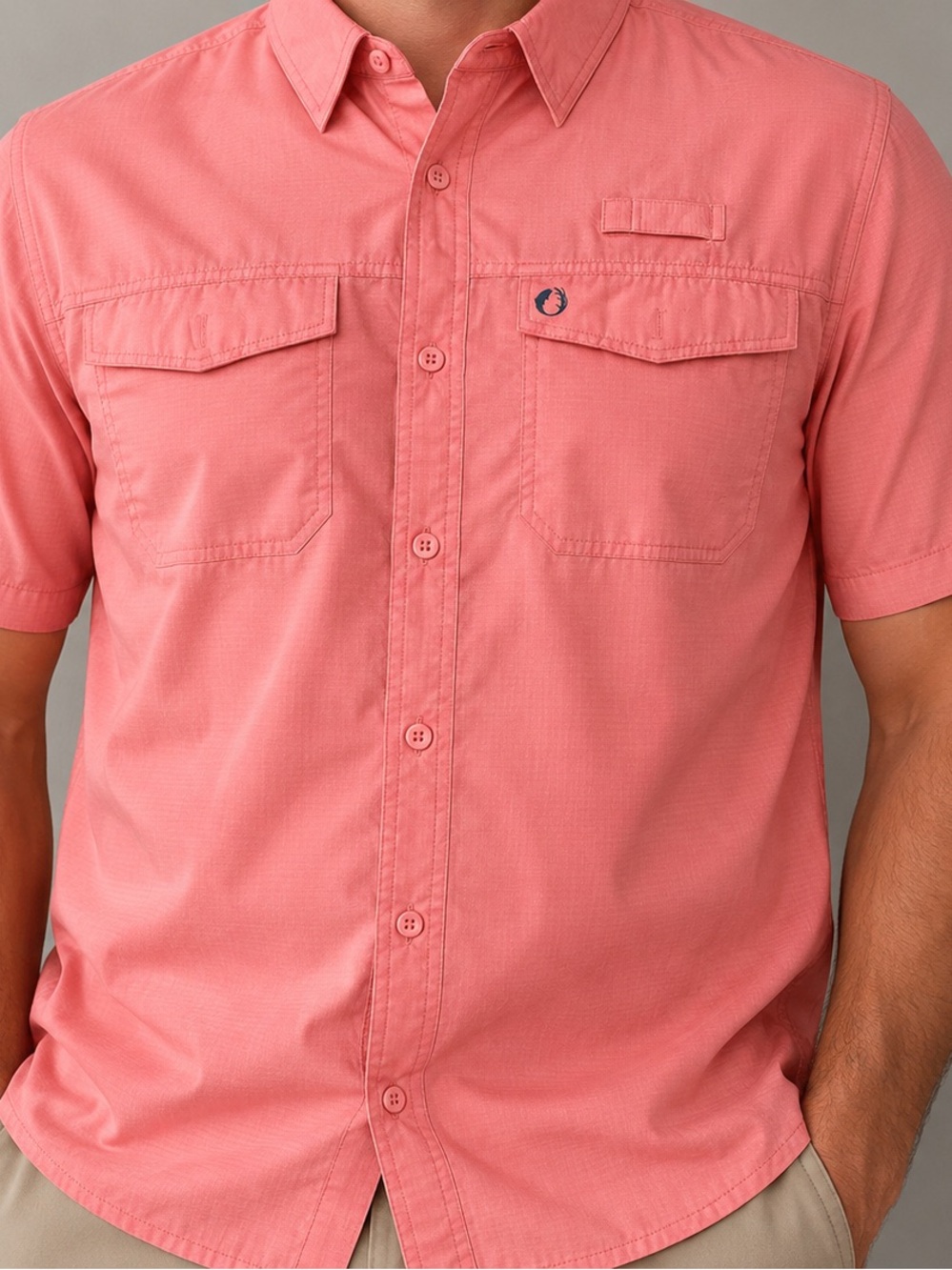 The American Outdoorsman Men’s Large Coral Fishing Shirt Short Sleeve Outdoor